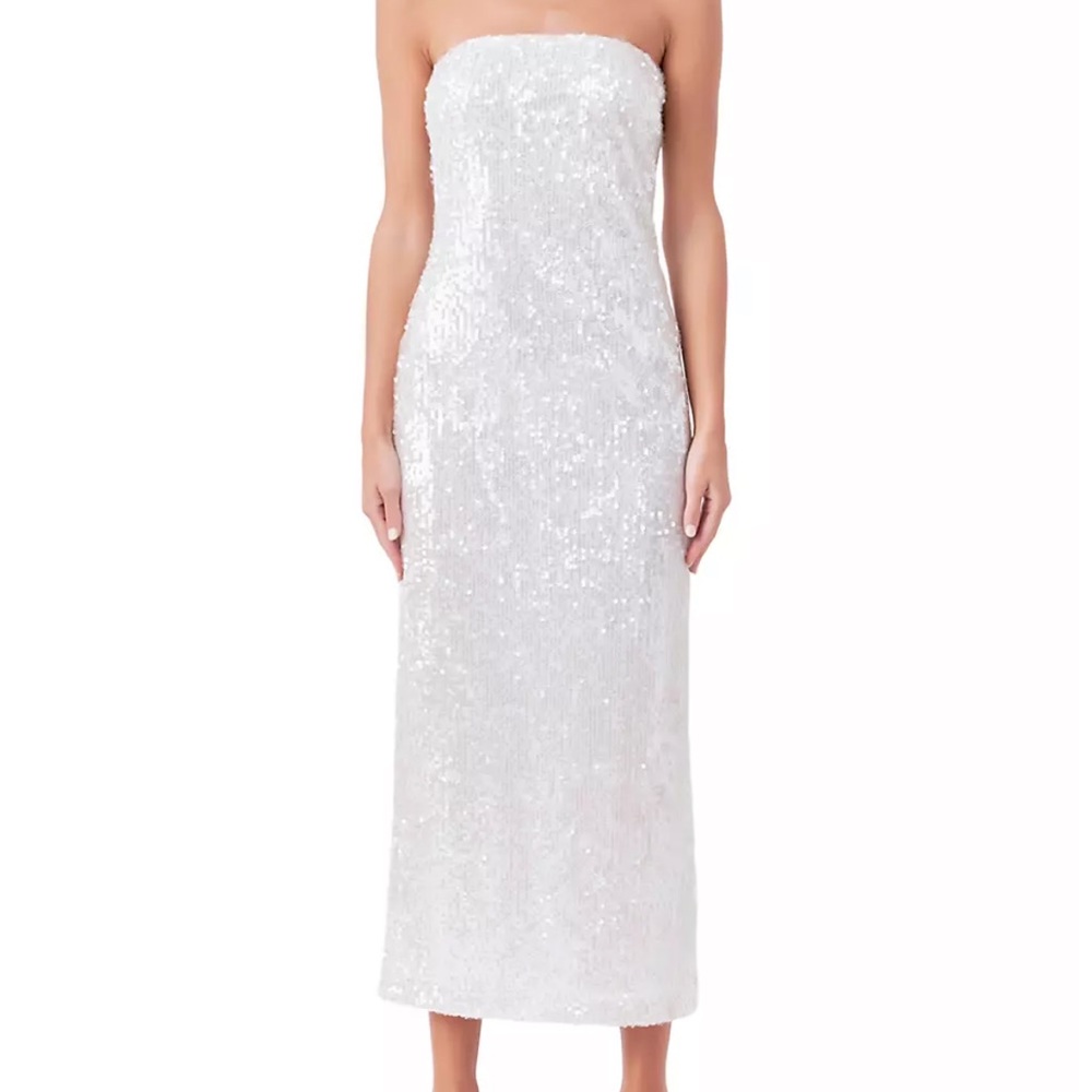 White Sparkly MIDI dress from Revolve